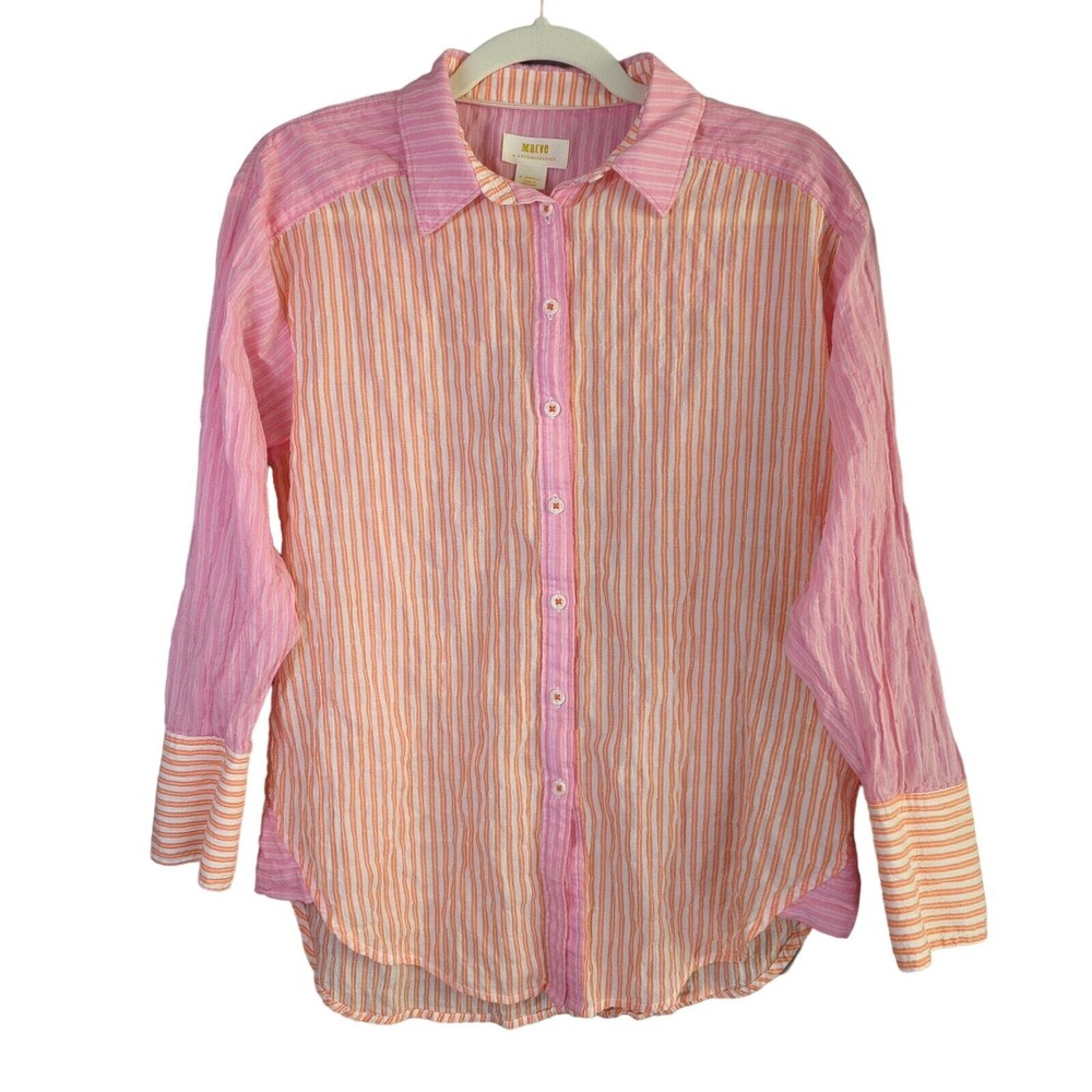 Maeve Anthropologie Top‎ Womens XS Orange Pink Katia Two Toned